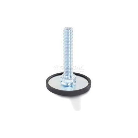 J.W. Winco Leveling Foot W/Plastic Cap, 3/8-16 x 3.93" Stud, 2.36" Base Dia, 4.45"H, 2250 Lbs. Cap, Steel 40-60-3/8X16-100-A1-SK
